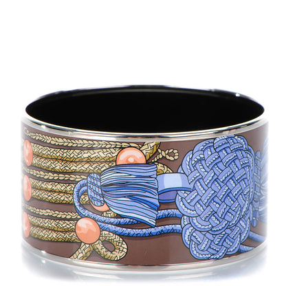 Hermes Enamel Printed Brandebourgs Extra Wide Bracelet 65 Passe Brown 1 of 6