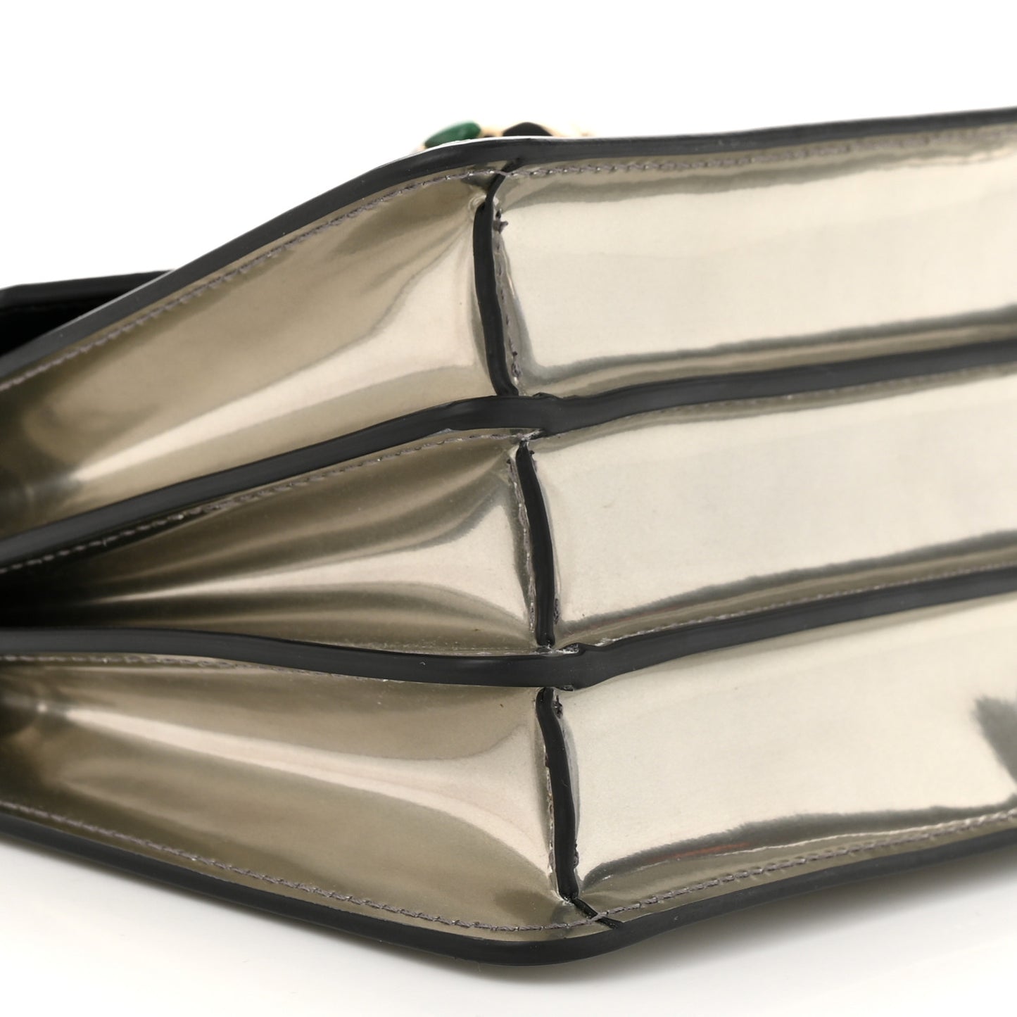 Metallic Calfskin Serpenti Forever Top Handle Silver