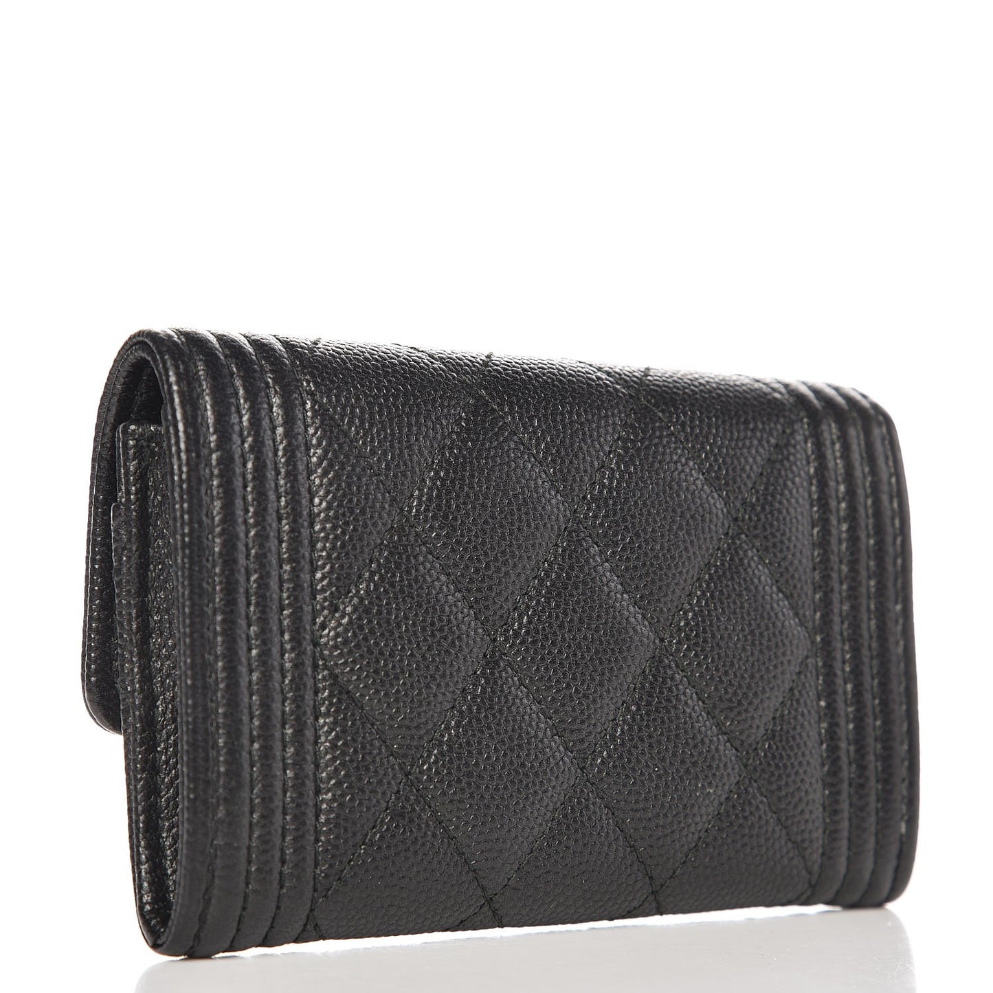 Caviar Quilted Boy Flap Card Holder So Black