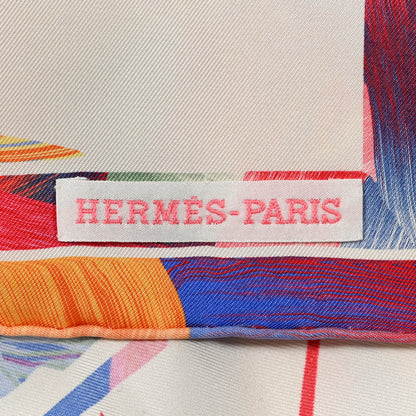 Hermes Silk Wow Marble Scarf 90 Rose White Bleu 2 of 4