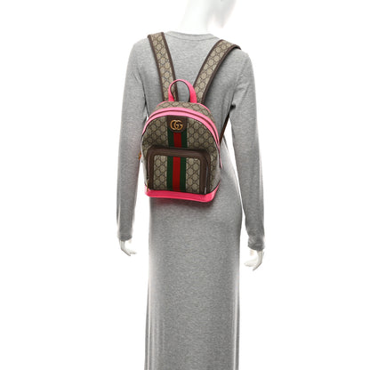 Gucci GG Supreme Monogram Textured Dollar Calfskin Web Small Ophidia Day Backpack Beige Ebony Fluorescent Fuchsia 2 of 11