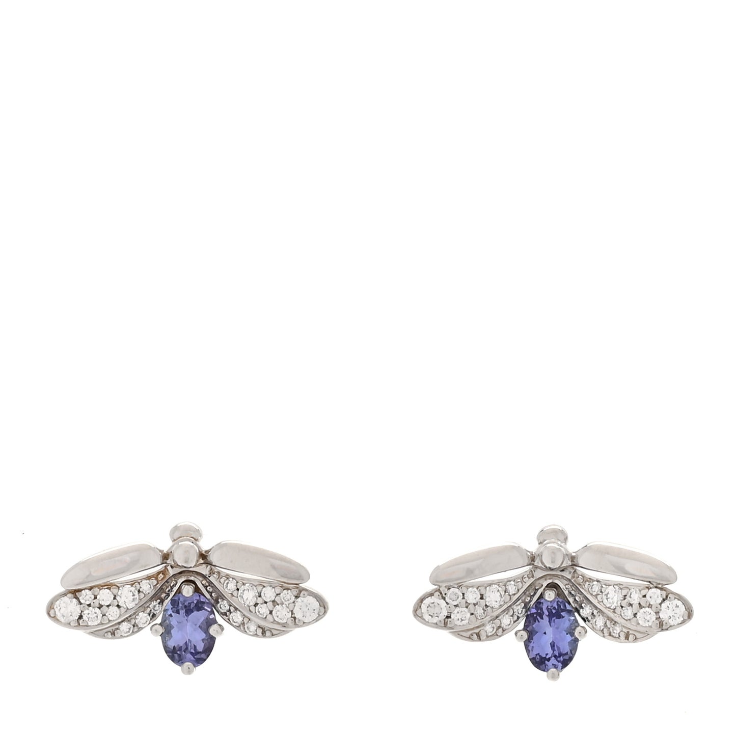 Platinum Diamond Tanzanite Paper Flowers Firefly Earrings