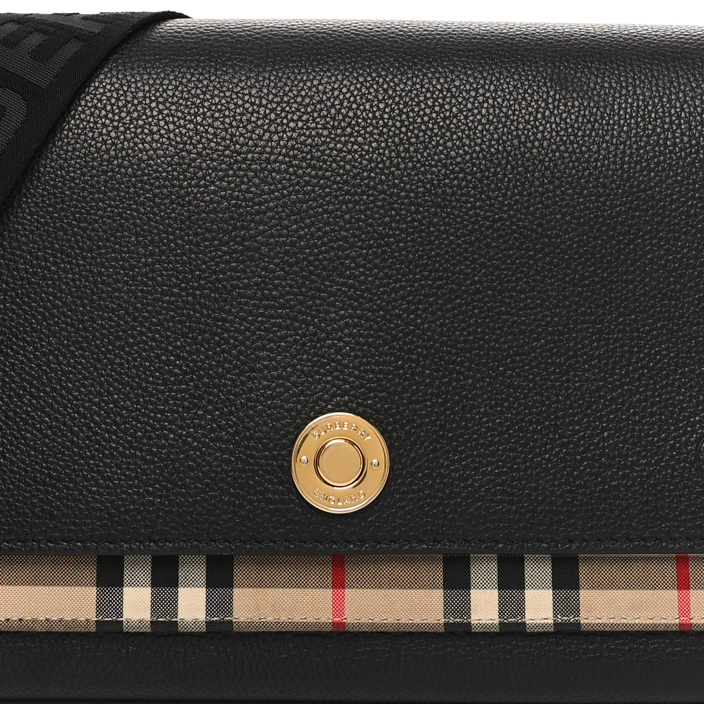 Grainy Calfskin Vintage Check Note Crossbody Bag Black