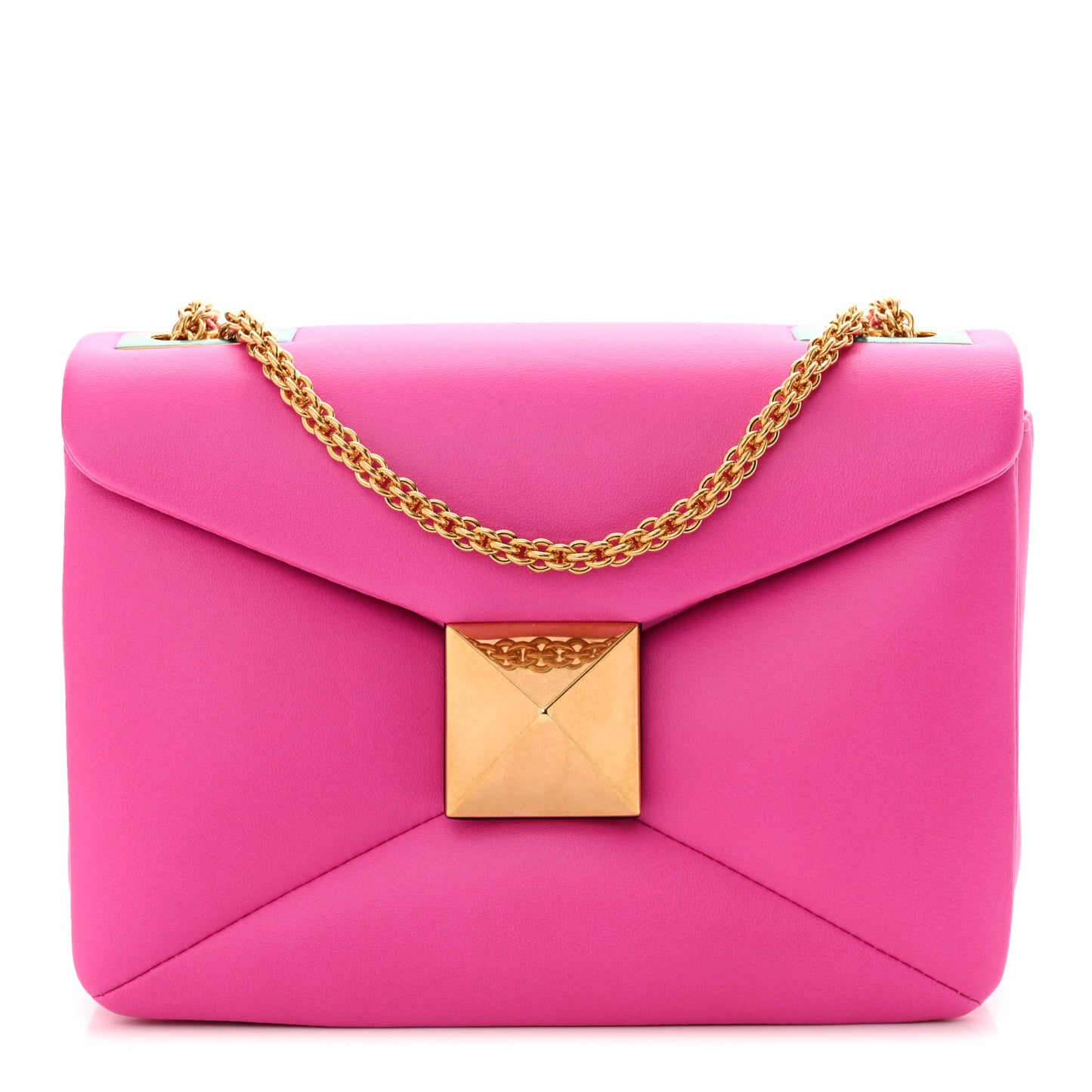 Nappa One Stud Chain Clutch Pink PP
