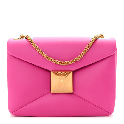 Valentino Garavani Nappa One Stud Chain Clutch Pink PP 1 of 12