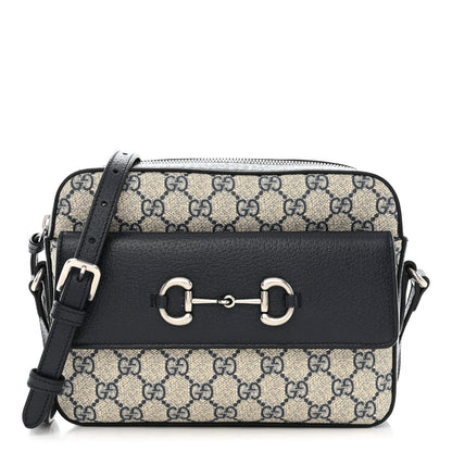 Gucci GG Supreme Monogram Small Horsebit 1955 Shoulder Bag Beige Blue 1 of 10