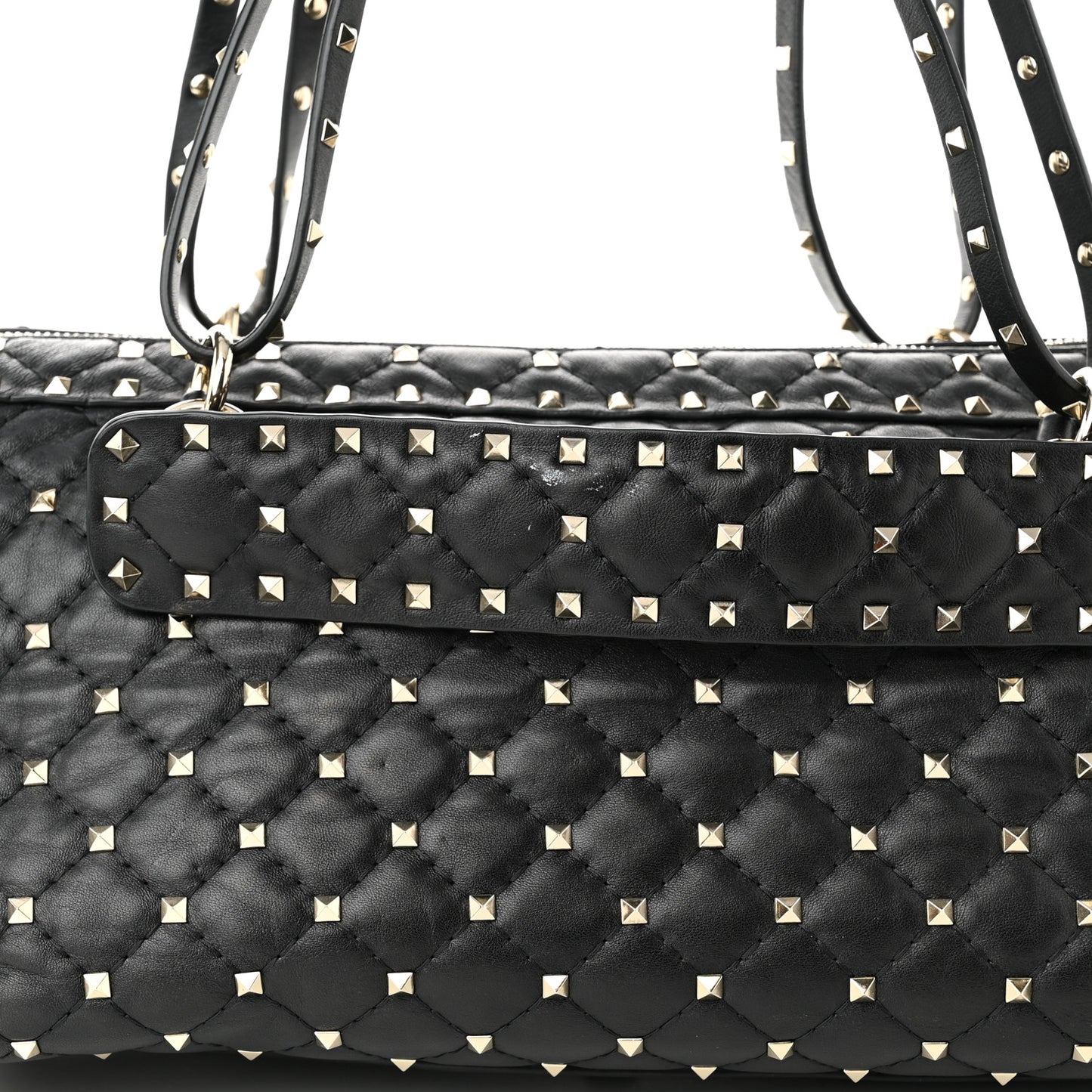 Lambskin Rockstud Spike Duffle Bag Black