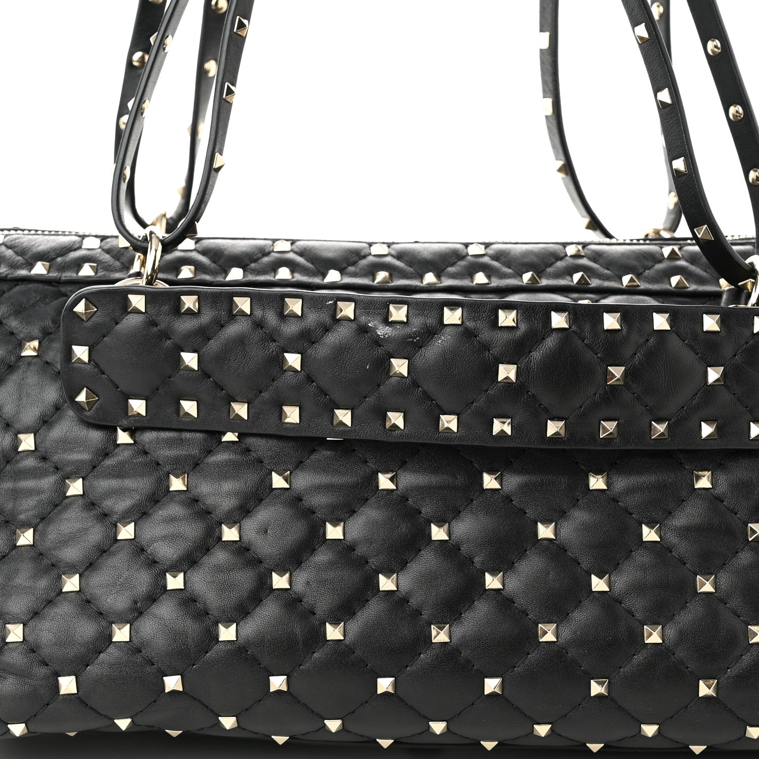 Valentino Garavani Lambskin Rockstud Spike Duffle Bag Black 7 of 11