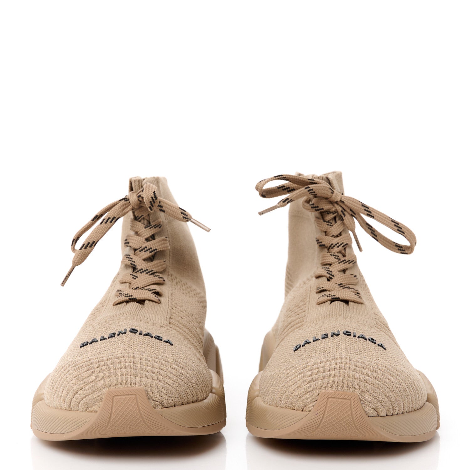 Balenciaga Technical 3D Recycled Knit Womens Speed 2.0 Lace Up Sneakers 40 Monocolor Beige 2 of 9