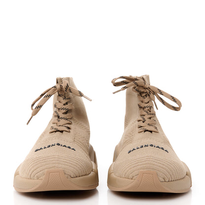 Balenciaga Technical 3D Recycled Knit Womens Speed 2.0 Lace Up Sneakers 40 Monocolor Beige 2 of 9