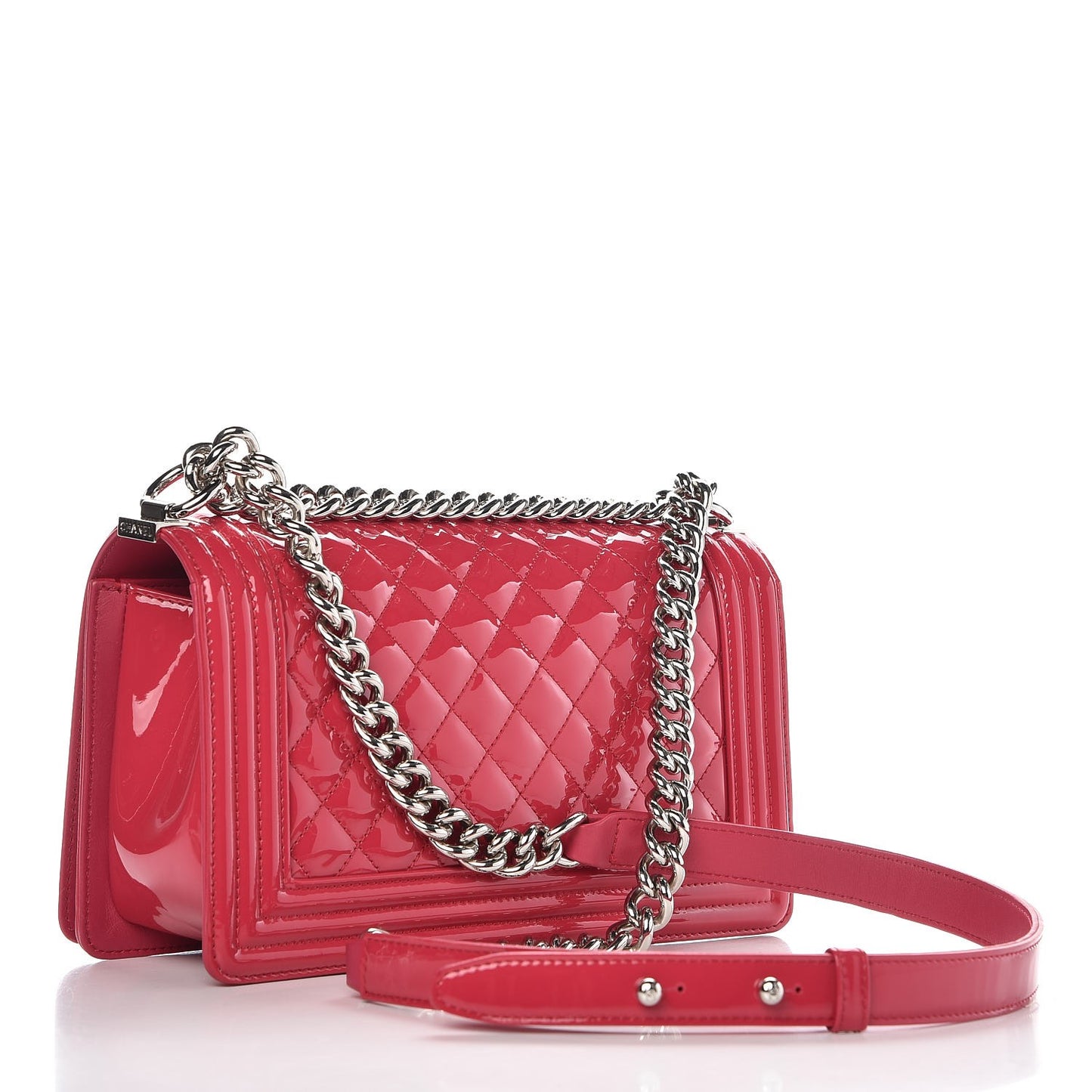 Patent Calfskin Medium Plexiglass Boy Flap Pink