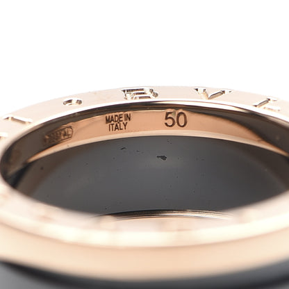 Bulgari 18K Rose Gold Black Ceramic B.Zero1 Two-Band Ring 50 5.25 7 of 8