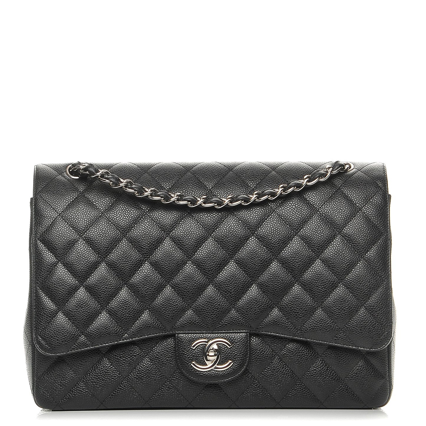 Caviar Quilted Maxi Double Flap Black