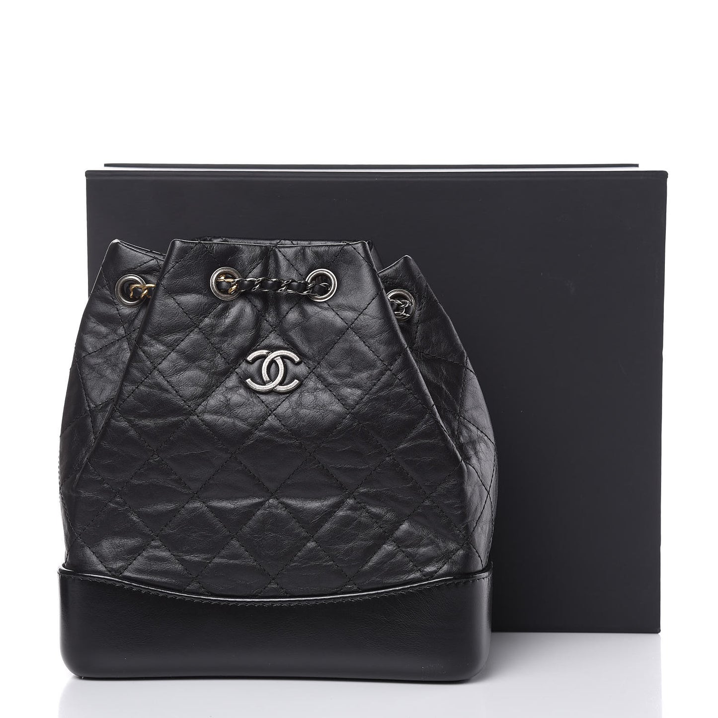 Aged Calfskin Quilted Small Gabrielle Backpack Black