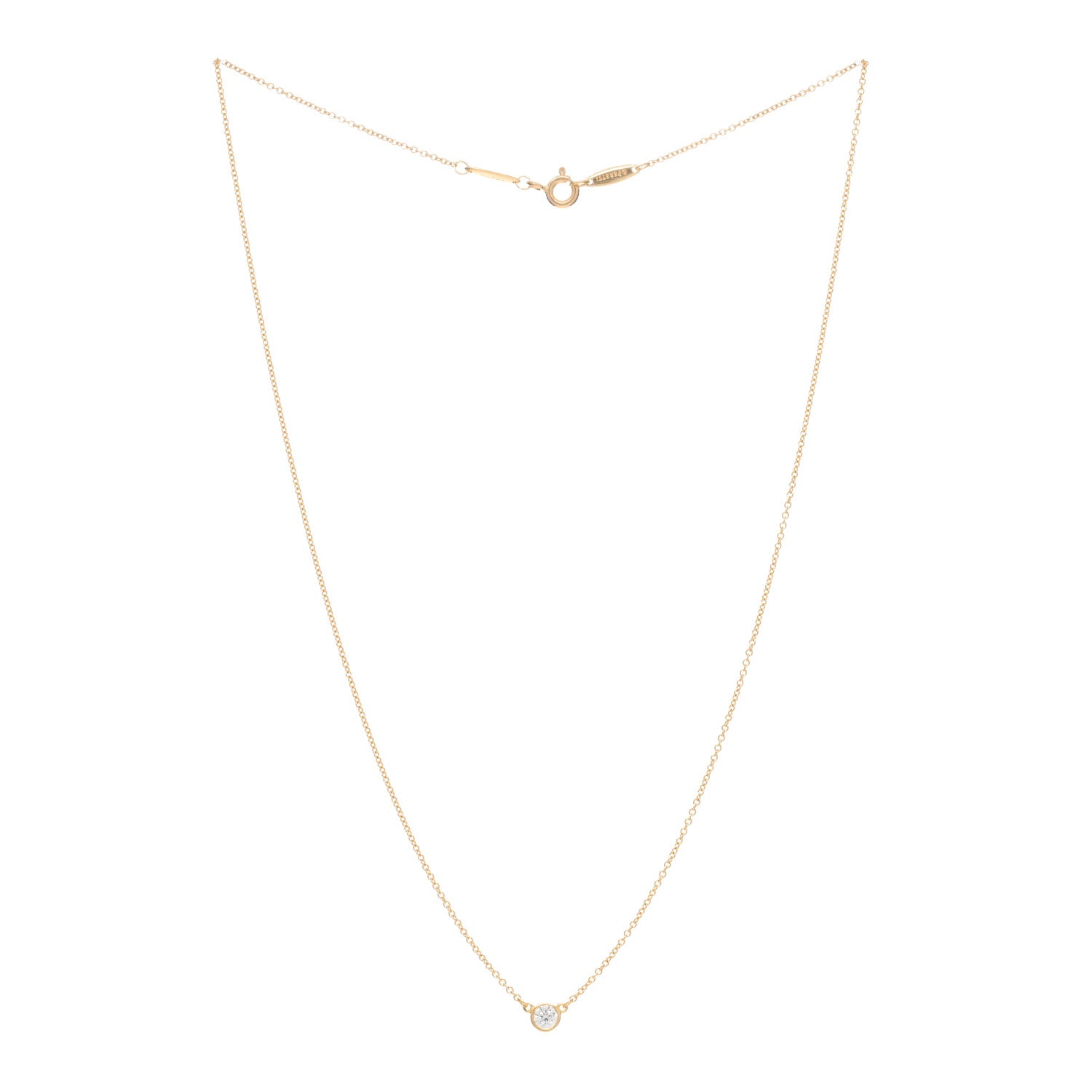 Tiffany 18K Yellow Gold Diamond .17ct Elsa Peretti Diamonds by the Yard Pendant Necklace 2 of 4