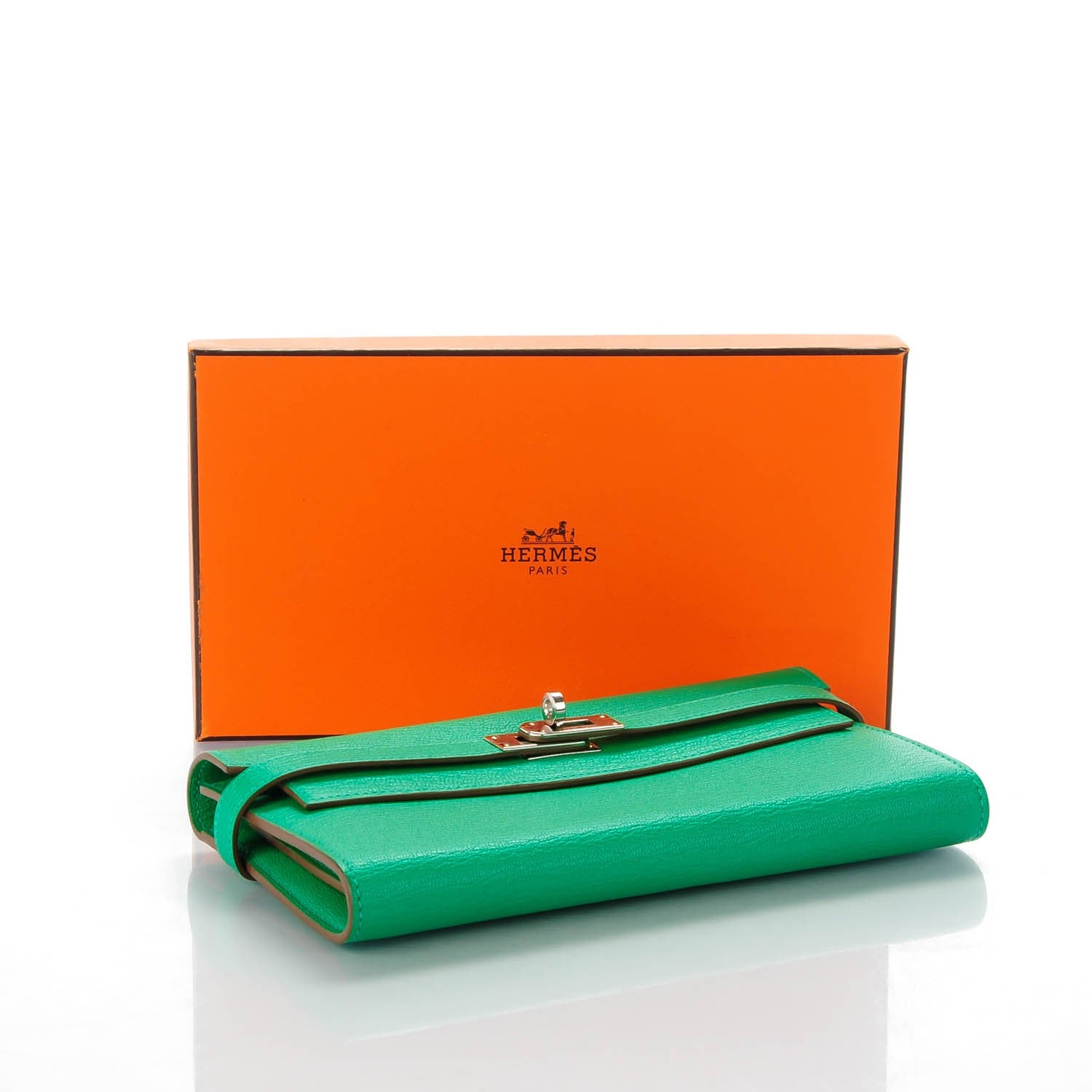 Hermes Chevre Mysore Kelly Longue Wallet Menthe 6 of 11