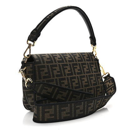 Fendi Fabric Jacquard FF 1974 Medium Baguette Tobacco Moro Black 3 of 13