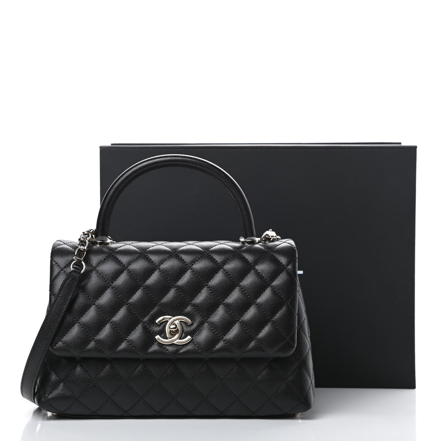 Caviar Quilted Small Coco Handle Flap Black