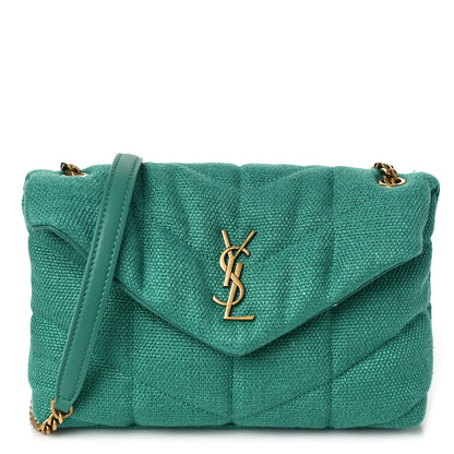Saint Laurent Canvas Quilted Toy Loulou Puffer Monogram Chain Satchel Basil 1 of 9