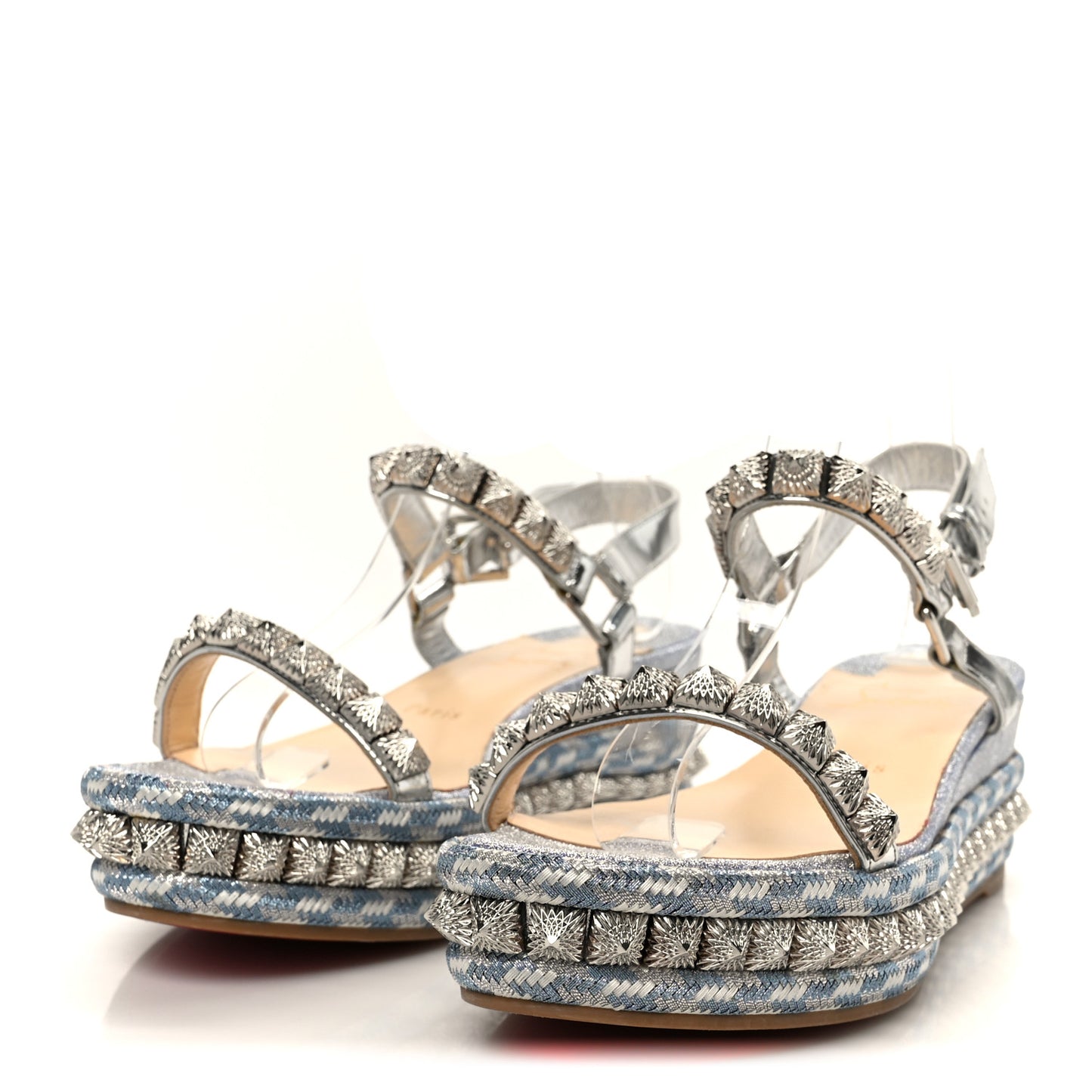 Glitter Pira Ryad 60 Platform Sandals 39 Silver Blue