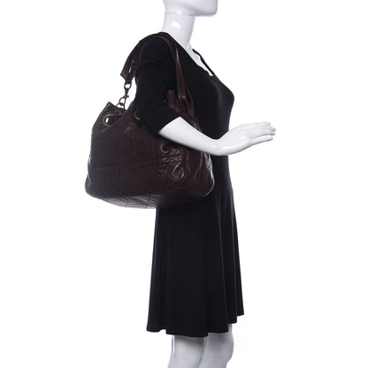 Christian Dior Lambskin Cannage Drawstring Bag Dark Brown 2 of 14