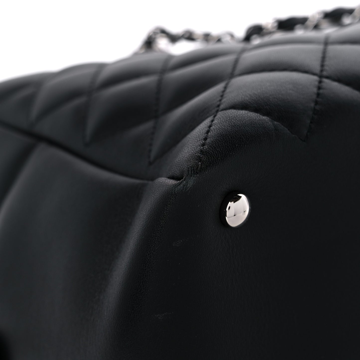 Calfskin Quilted Large Feather Weight Bowling Bag Black Ivory