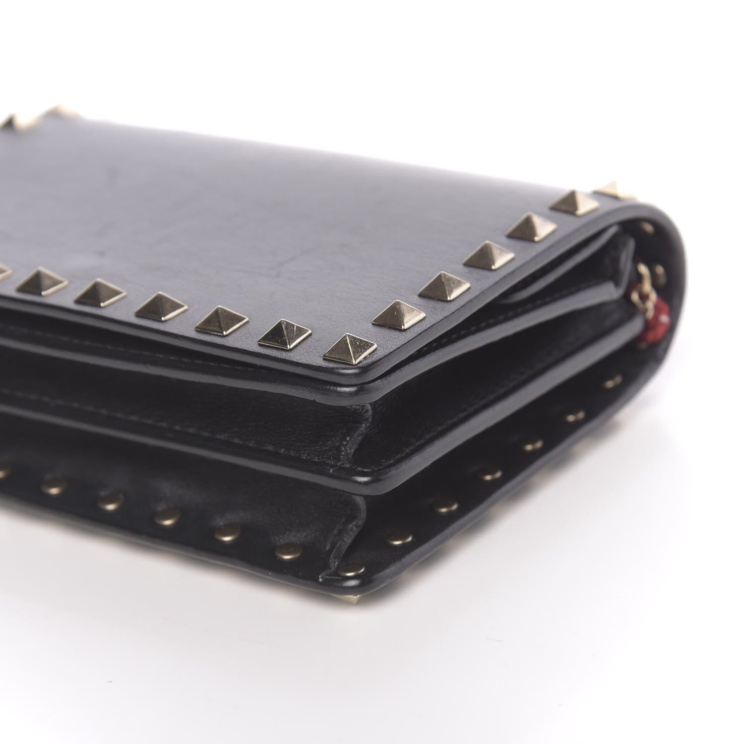 Valentino Garavani Calfskin Rockstud Wallet on Chain Black 8 of 14