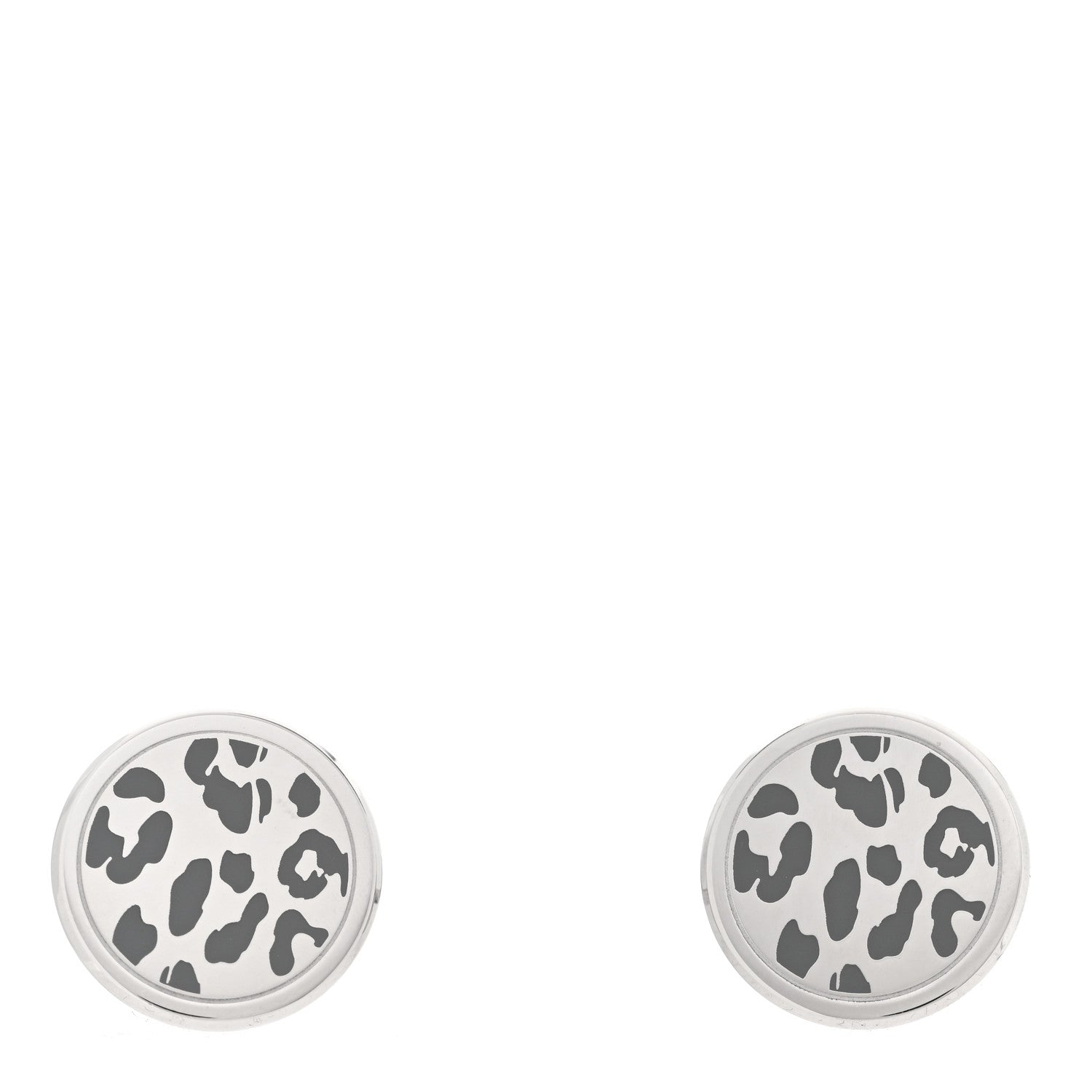 Cartier Sterling Silver Palladium Black Lacquer Panthere Cufflinks 1 of 4