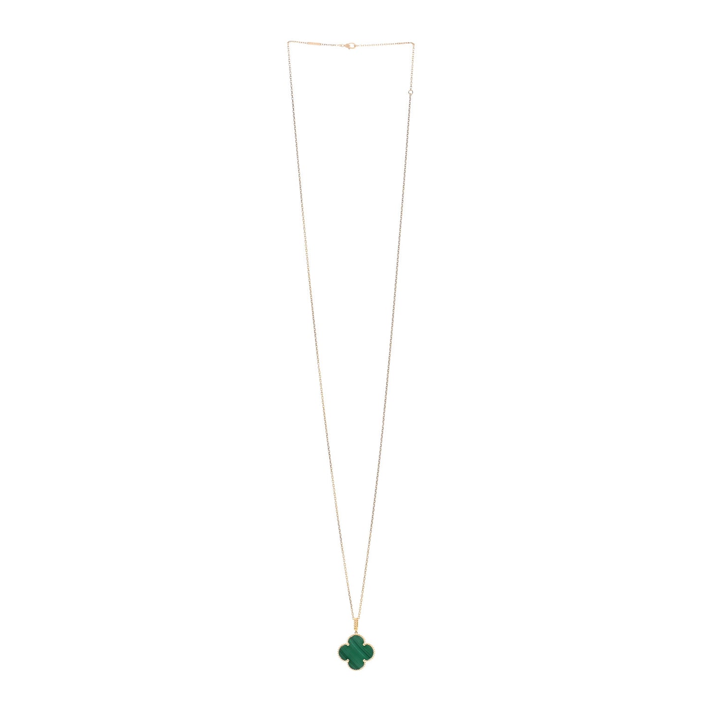 18K Yellow Gold Malachite Magic Alhambra Pendant Necklace