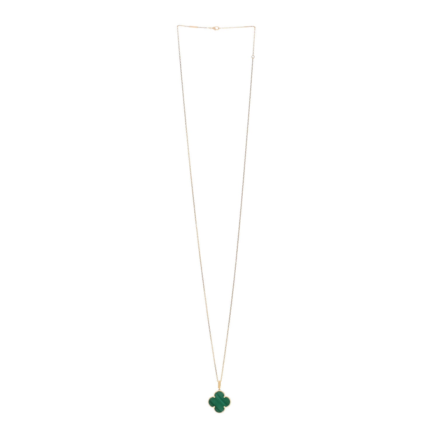 Van Cleef & Arpels 18K Yellow Gold Malachite Magic Alhambra Pendant Necklace 3 of 5