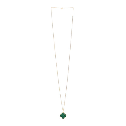 Van Cleef & Arpels 18K Yellow Gold Malachite Magic Alhambra Pendant Necklace 3 of 5