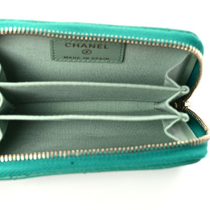 Chanel Caviar Quilted Perforated CC Zip Coin Purse Green 5 of 8
