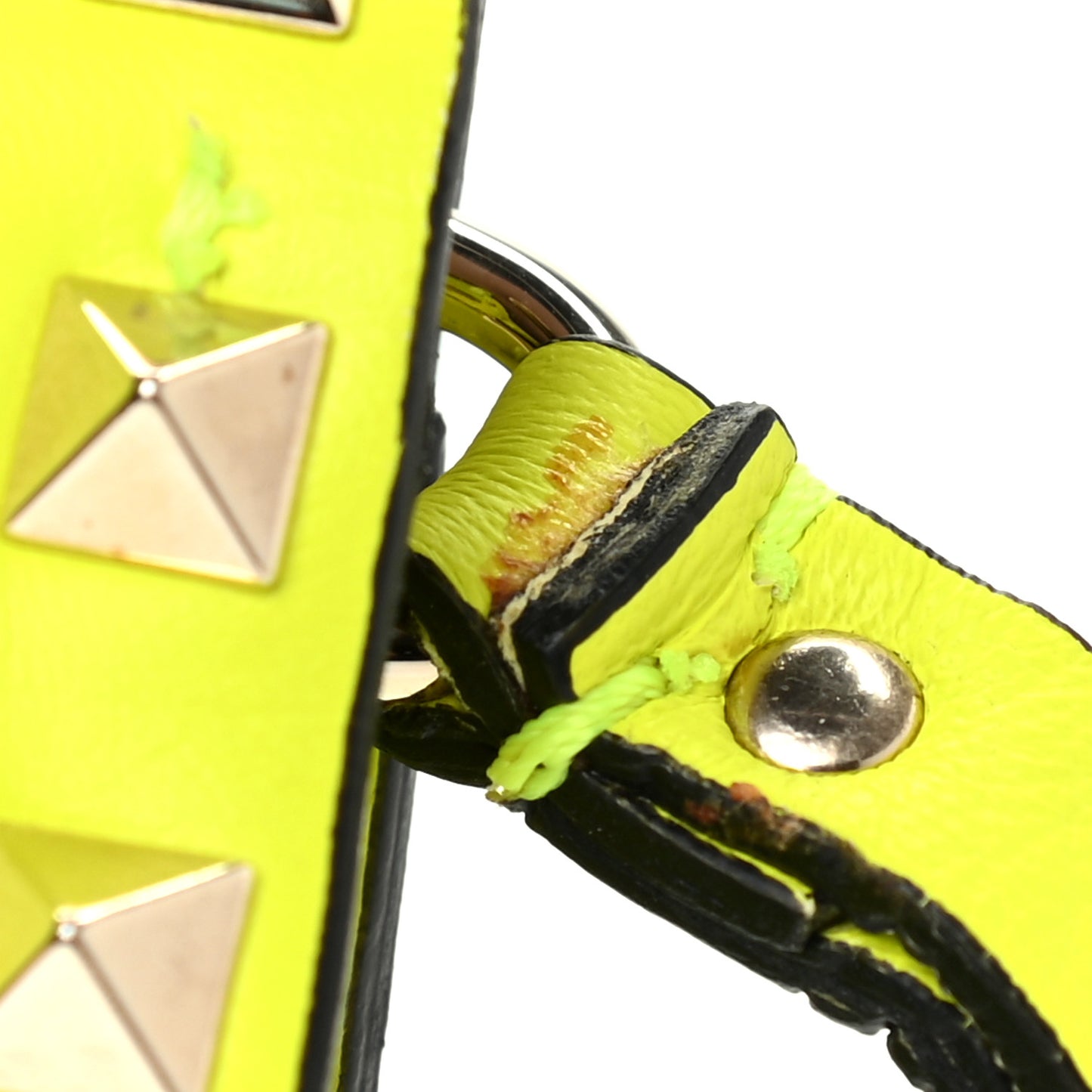 Nappa Rockstud Wristlet Clutch Yellow Fluo