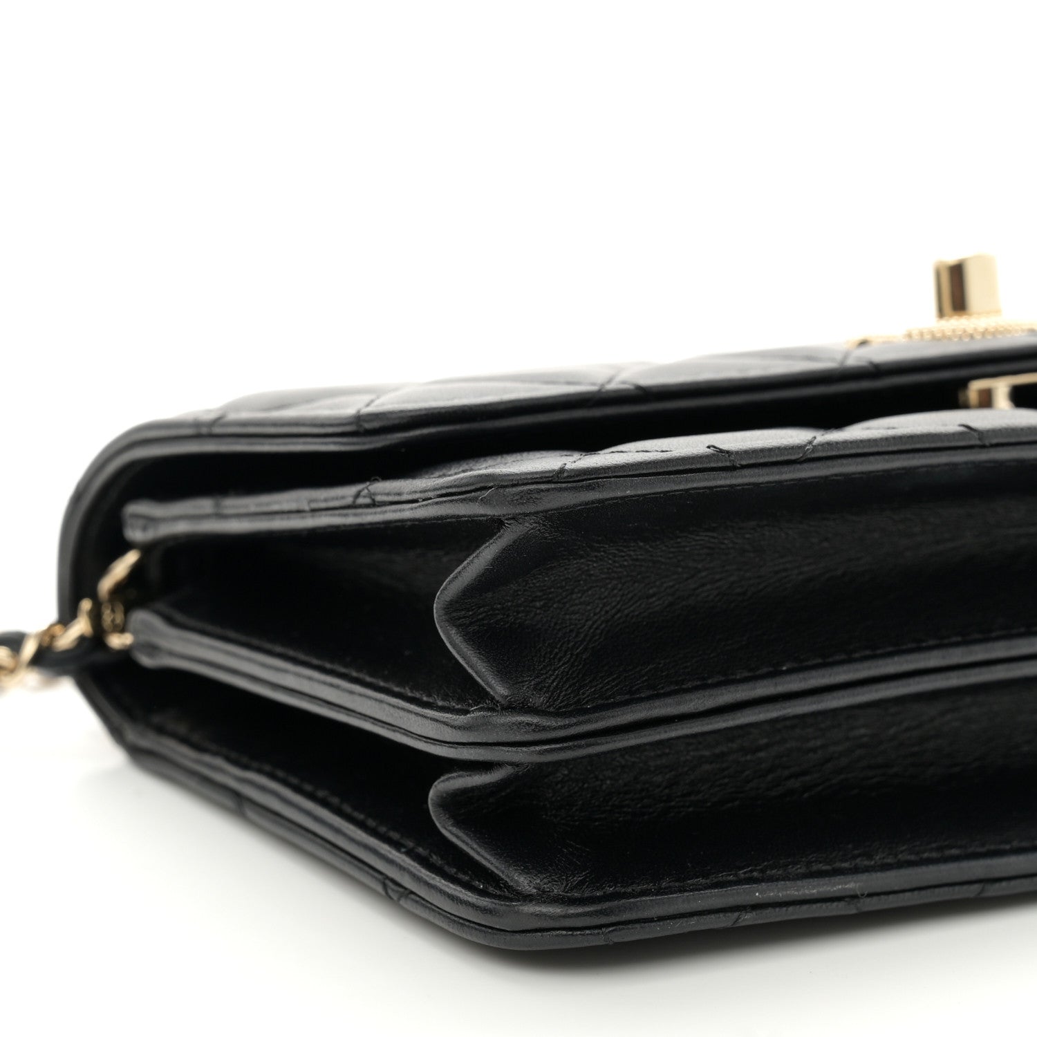 Chanel Lambskin Quilted Strass Studded CC Wallet on Chain WOC Black 10 of 12