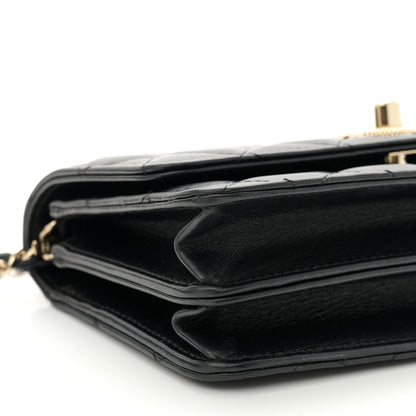 Chanel Lambskin Quilted Strass Studded CC Wallet on Chain WOC Black 10 of 12