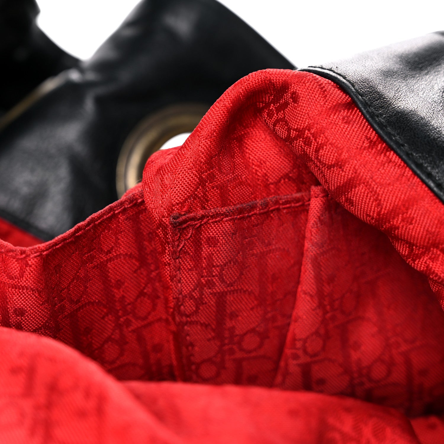 Christian Dior Lambskin Cannage Drawstring Bag Black 12 of 33