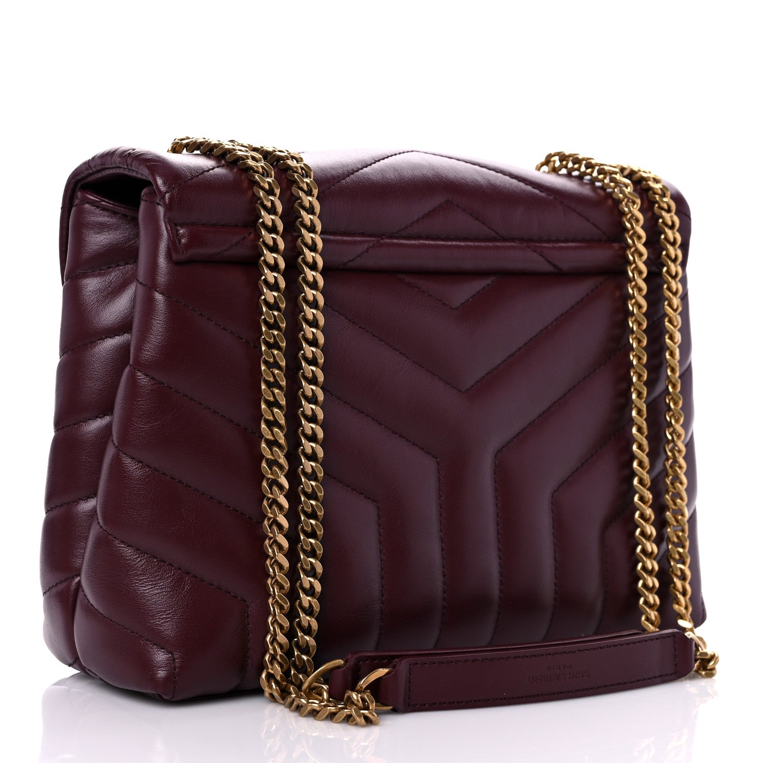 Saint Laurent Calfskin Y Quilted Monogram Small Loulou Chain Satchel Dark Legion Red 3 of 11