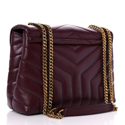 Saint Laurent Calfskin Y Quilted Monogram Small Loulou Chain Satchel Dark Legion Red 3 of 11