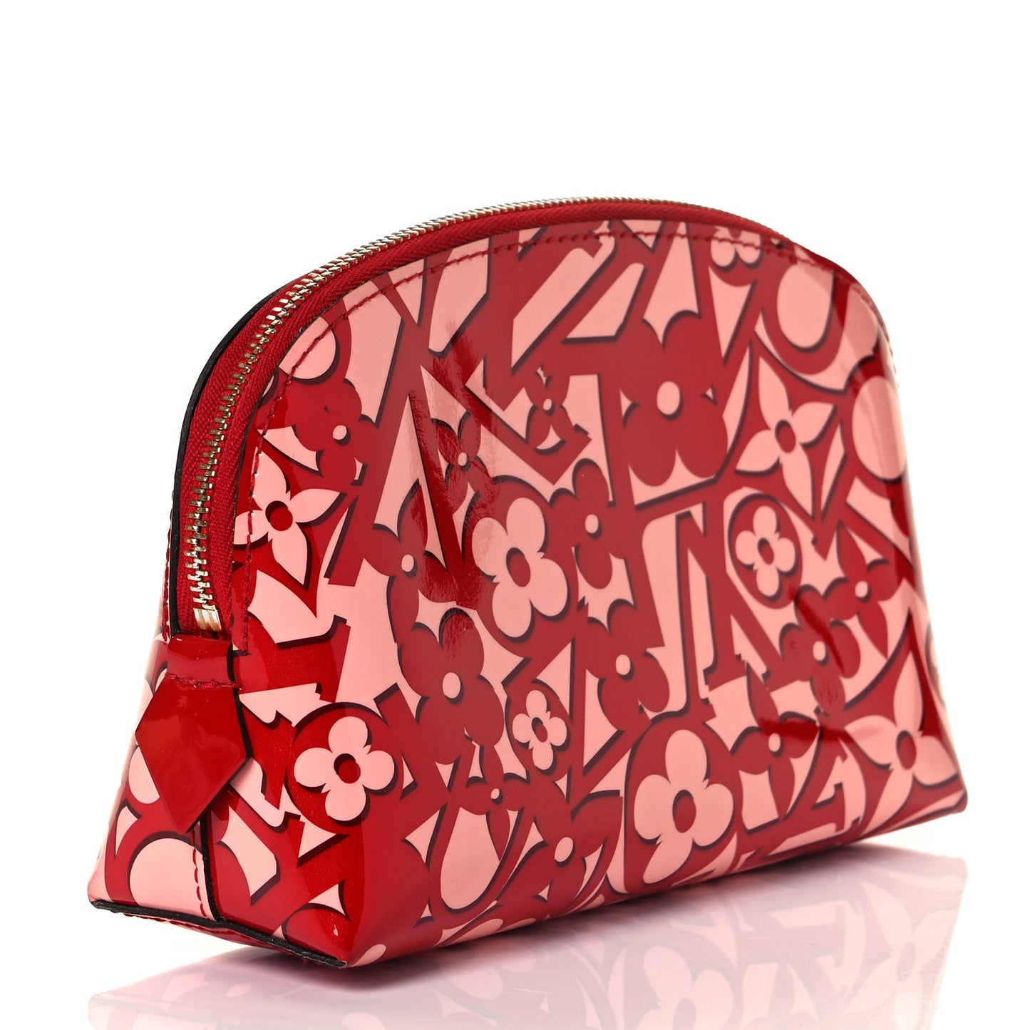 Patent Sweet Monogram Cosmetic Pouch Pomme D’Amour