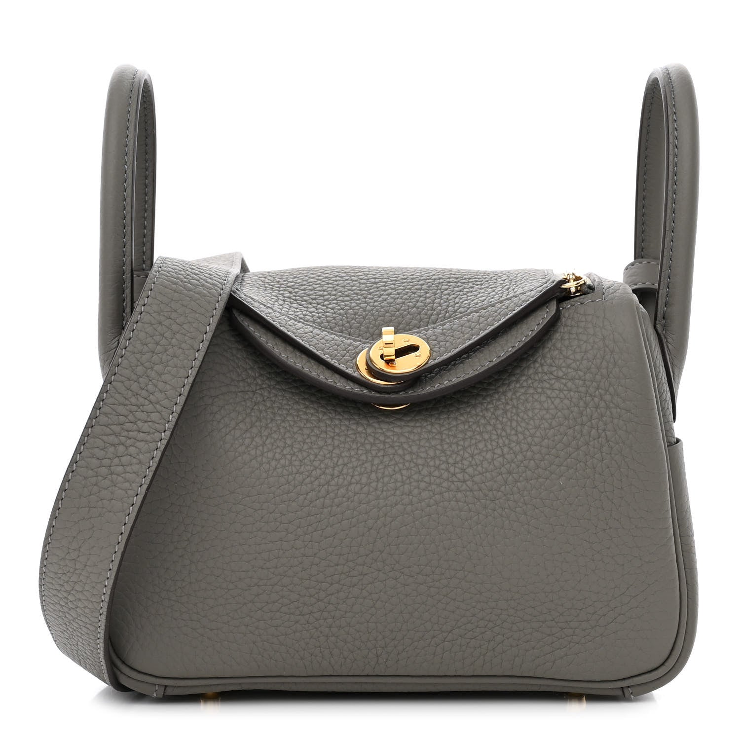 Hermes Taurillon Clemence Mini Lindy 20 Gris Meyer 1 of 11