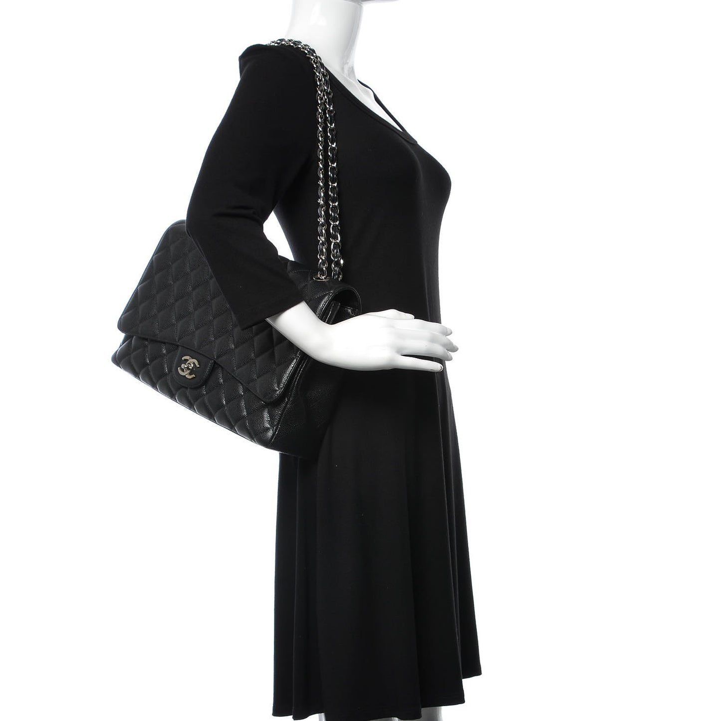 Caviar Quilted Maxi Single Flap Black