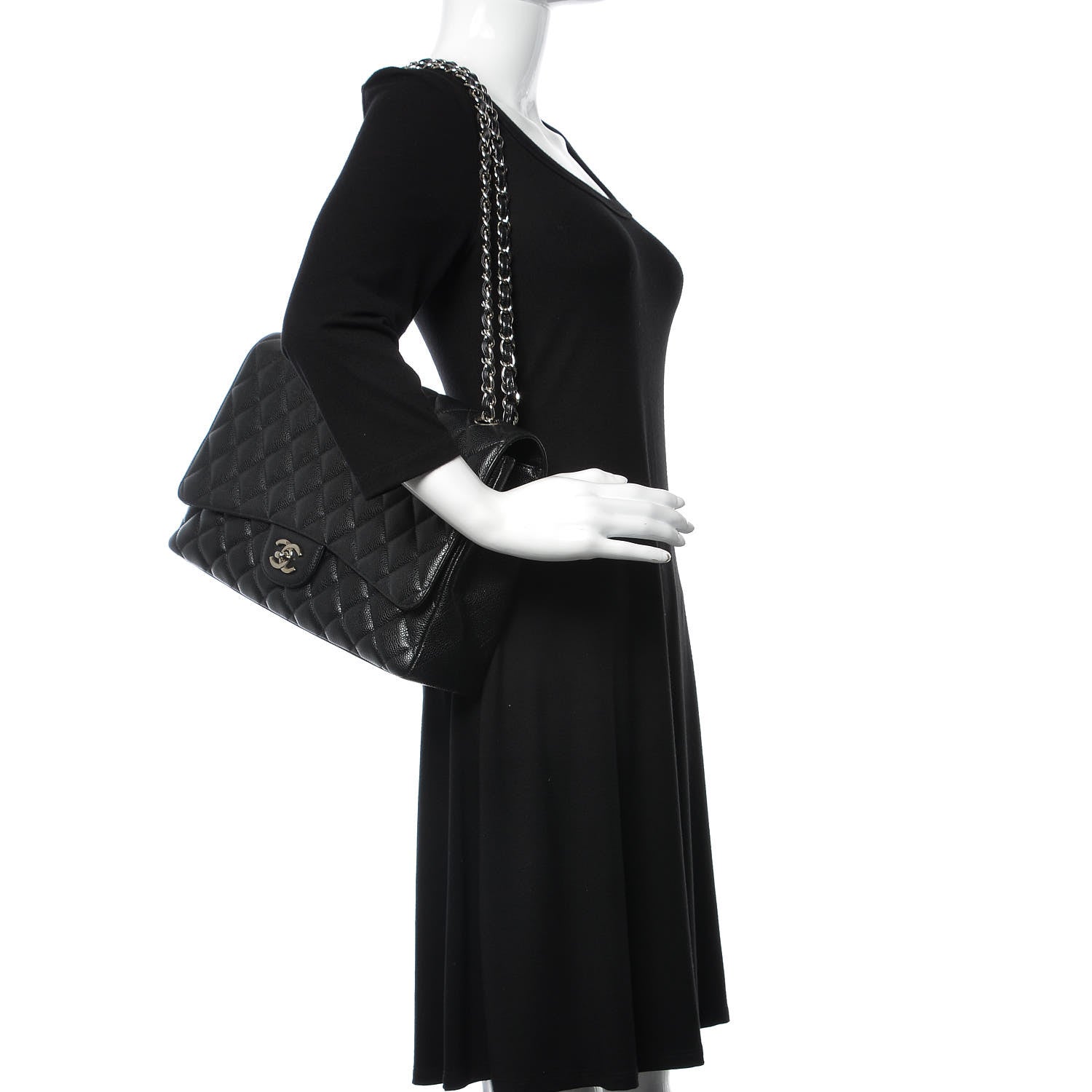 Chanel Caviar Quilted Maxi Single Flap Black 2 of 9