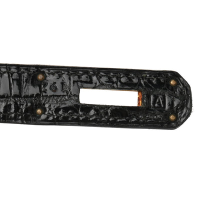 Hermes Shiny Niloticus Crocodile Kelly Sellier 28 Black 7 of 11