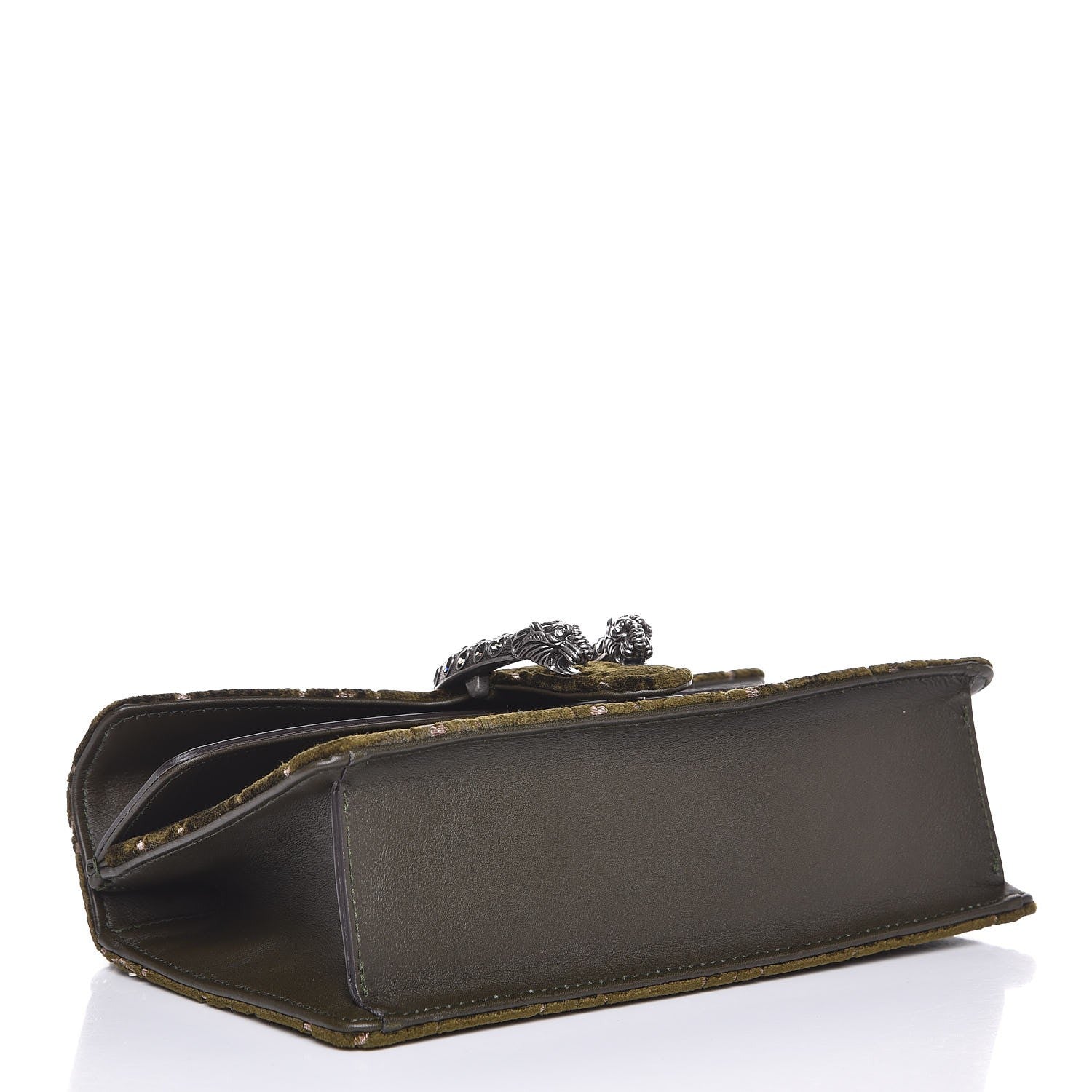 Gucci Velvet Moon Calfskin Crystal GG Monogram Small Dionysus Shoulder Bag Dark Olive Rose Gold 4 of 7