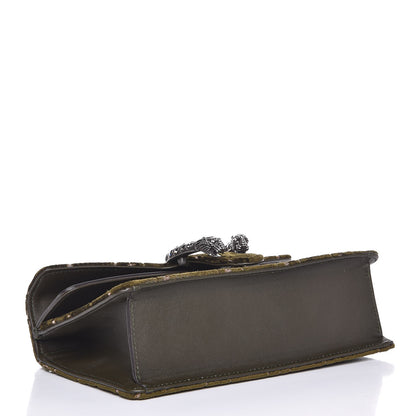 Gucci Velvet Moon Calfskin Crystal GG Monogram Small Dionysus Shoulder Bag Dark Olive Rose Gold 4 of 7