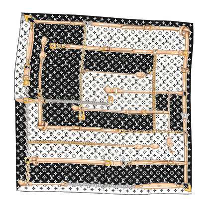 Louis Vuitton Silk Monogram Confidential Square Scarf Black 1 of 3