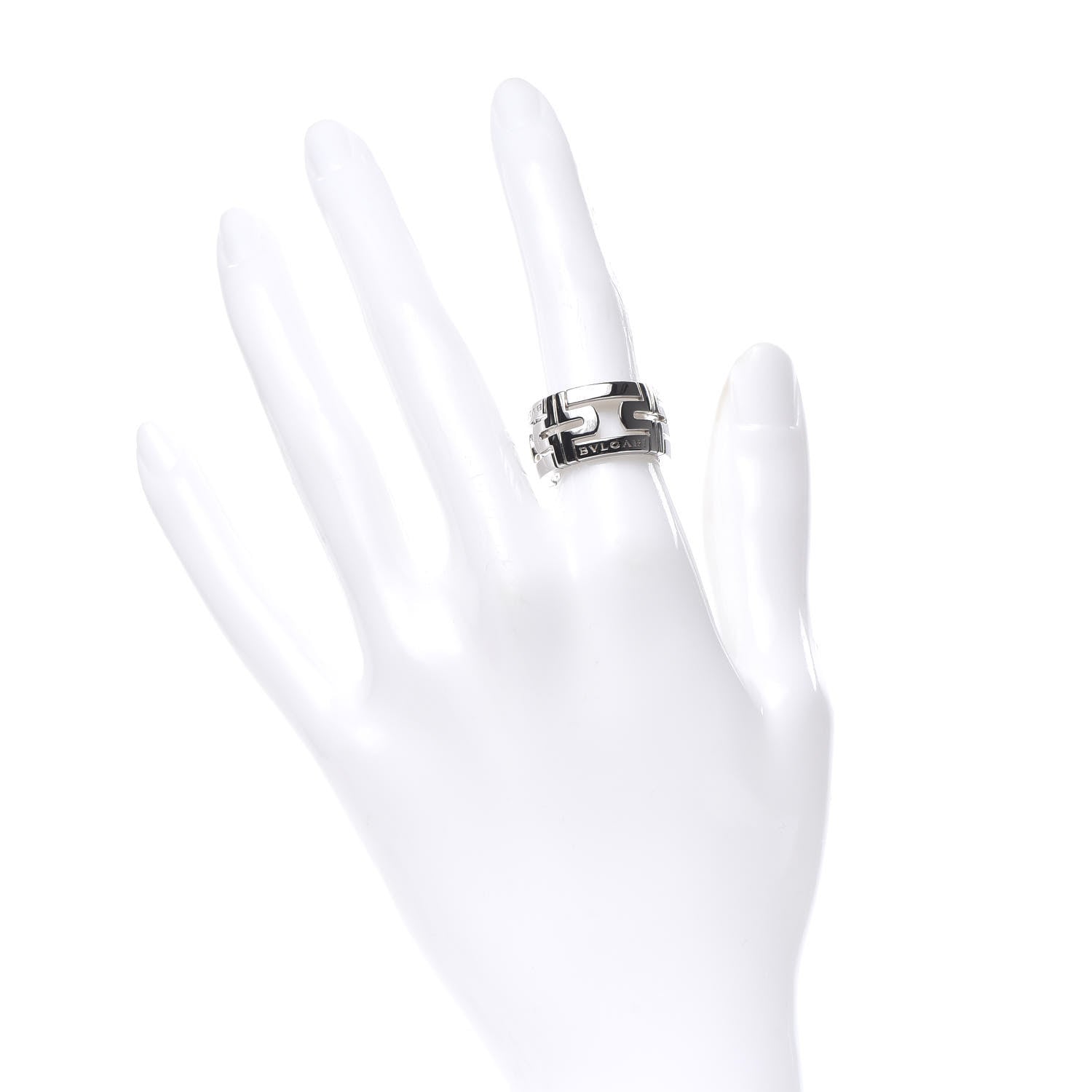 Bulgari 18K White Gold Wide Parentesi Band Ring 52 6 2 of 4