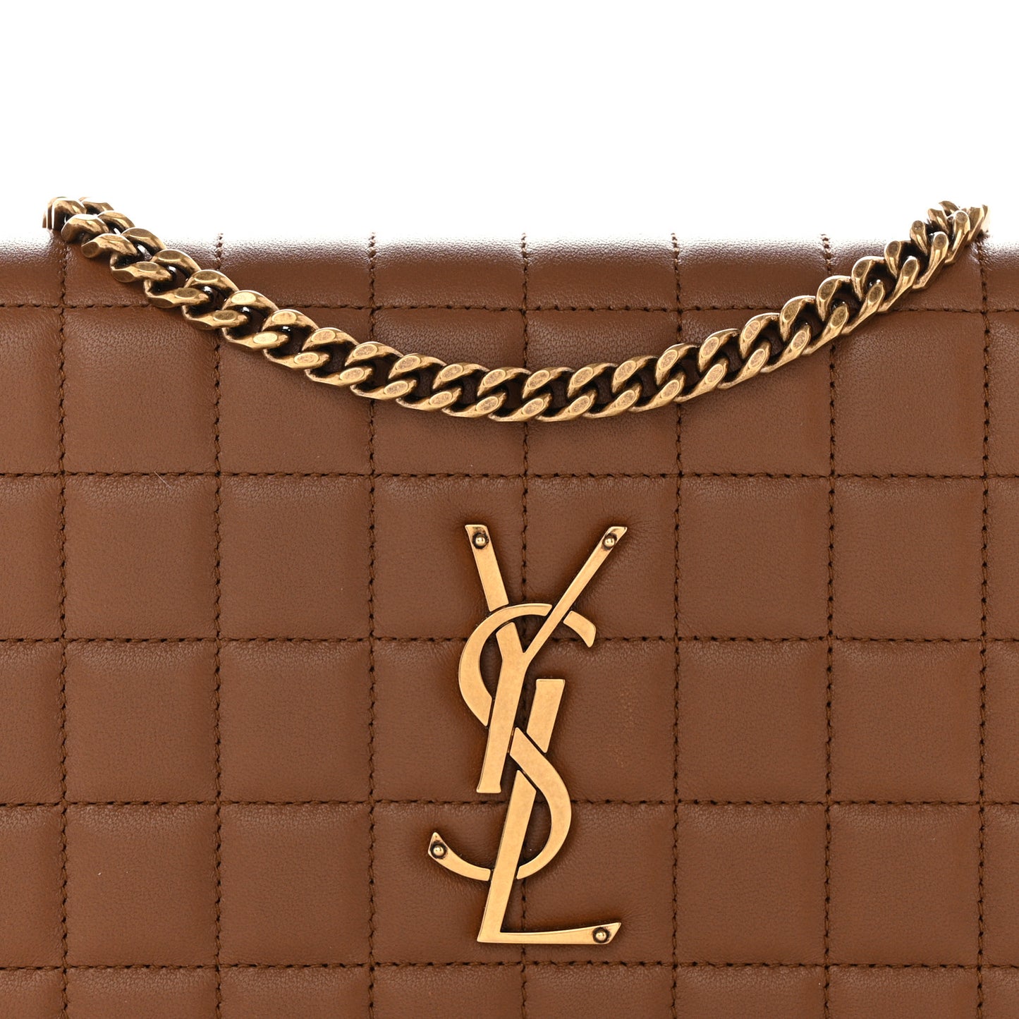 Lambskin Carre Quilted Cassandre Chain Wallet Brown