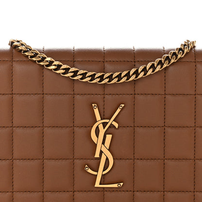 Saint Laurent Lambskin Carre Quilted Cassandre Chain Wallet Brown 10 of 13