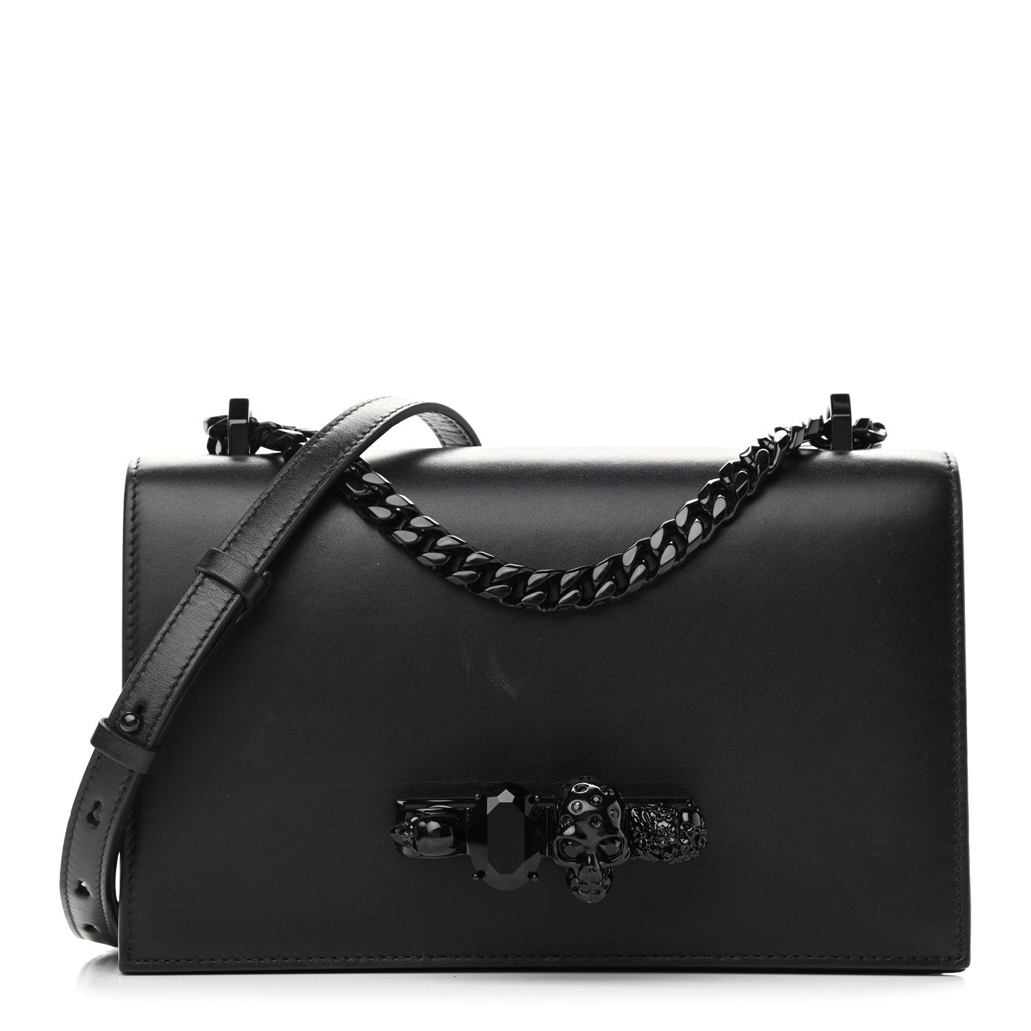 Alexander McQueen Calfskin Knuckle Shoulder Bag Black 1 of 9